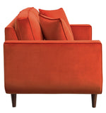 Rand Orange Velvet Fabric Loveseat