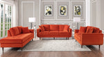 Rand Orange Velvet Fabric Loveseat