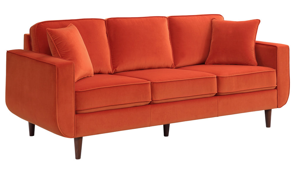 Rand Orange Velvet Fabric Sofa