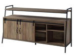 Rashawn Rustic Oak Wood/Black TV Stand with Sliding Barn Door