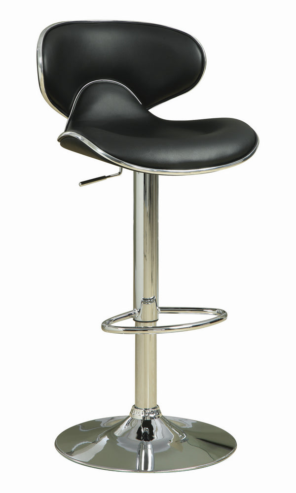 Ratna 2 Black Leatherette/Chrome Adjustable Bar Stools