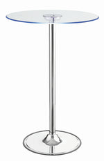 Ratna Clear Glass/Chrome Metal Round LED Bar Table