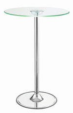 Ratna Clear Glass/Chrome Metal Round LED Bar Table