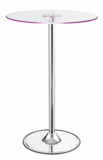 Ratna Clear Glass/Chrome Metal Round LED Bar Table