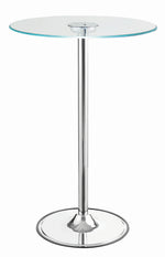 Ratna Clear Glass/Chrome Metal Round LED Bar Table