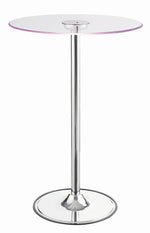 Ratna Clear Glass/Chrome Metal Round LED Bar Table