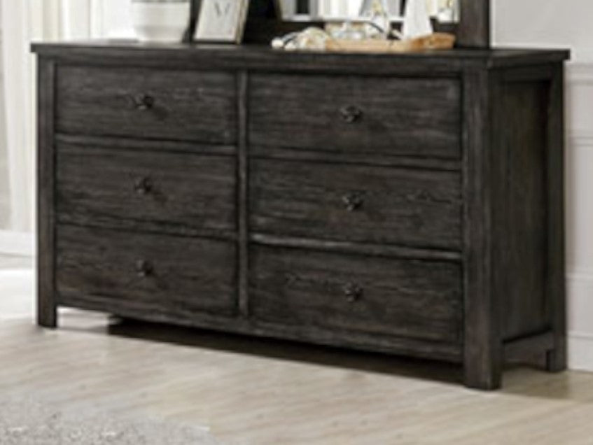 Regensburg Dark Gray Wood 6-Drawer Dresser