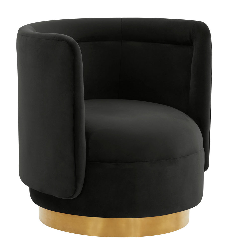 Remy Glam Black Velvet Swivel Chair