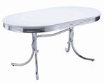 Retro 5-Pc White Wood/Chrome Finished Metal Dining Table Set