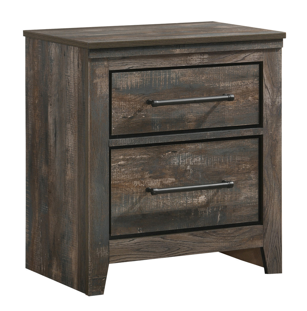 Ridgedale Weathered Dark Brown Wood 2-Drawer Nightstand