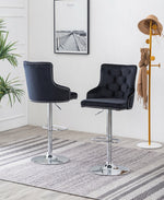 Rita 2 Black Velvet/Metal Adjustable Bar Stools