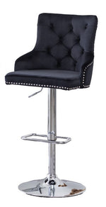 Rita 2 Black Velvet/Metal Adjustable Bar Stools