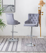 Rita 2 Dark Gray Velvet/Metal Adjustable Bar Stools