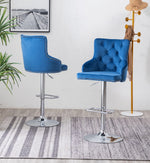 Rita 2 Navy Blue Velvet/Metal Adjustable Bar Stools