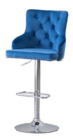 Rita 2 Navy Blue Velvet/Metal Adjustable Bar Stools