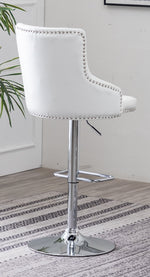 Rita 2 White Faux Leather/Metal Adjustable Bar Stools