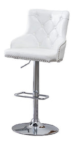 Rita 2 White Faux Leather/Metal Adjustable Bar Stools