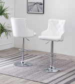 Rita 2 White Faux Leather/Metal Adjustable Bar Stools