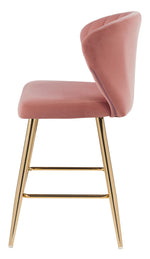 Rizgek Pink Velvet/Gold Metal Tufted Counter Height Chair