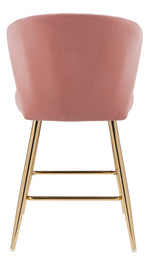 Rizgek Pink Velvet/Gold Metal Tufted Counter Height Chair