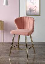 Rizgek Pink Velvet/Gold Metal Tufted Counter Height Chair