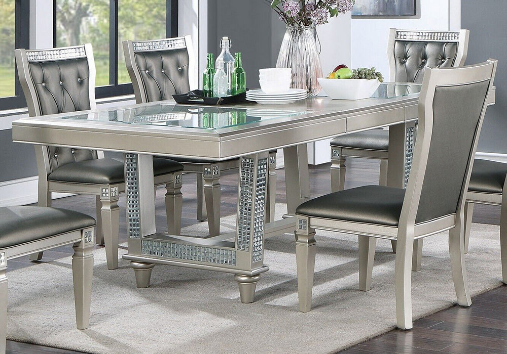 Belinda Vibrant Silver Wood Extendable Dining Table