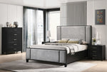 Romeo Grey Fabric/Wenge Black Wood Full Bed