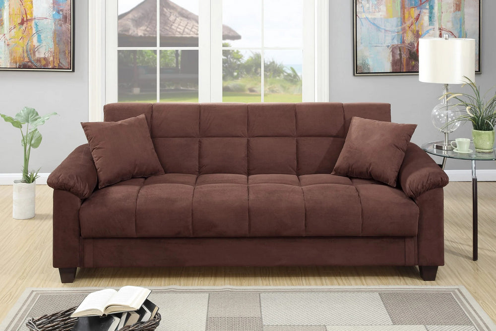 Romina Chocolate Microfiber Adjustable Sofa Bed