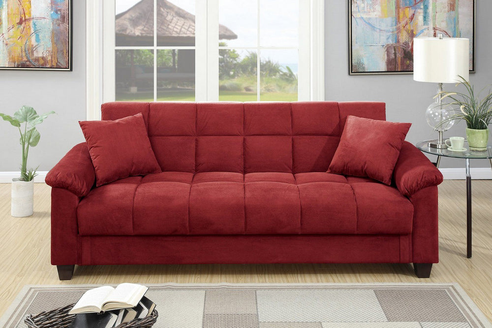 Romina Red Microfiber Adjustable Sofa Bed