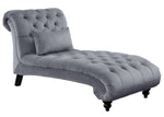 Rosalie Dark Gray Velvet Fabric Button Tufted Chaise