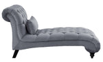 Rosalie Dark Gray Velvet Fabric Button Tufted Chaise