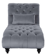 Rosalie Dark Gray Velvet Fabric Button Tufted Chaise