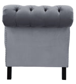 Rosalie Dark Gray Velvet Fabric Button Tufted Chaise