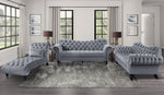 Rosalie Dark Gray Velvet Fabric Button Tufted Chaise