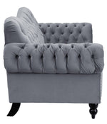 Rosalie Dark Gray Velvet Fabric Button Tufted Loveseat