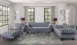 Rosalie Dark Gray Velvet Fabric Button Tufted Loveseat