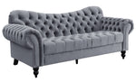 Rosalie Dark Gray Velvet Fabric Button Tufted Sofa