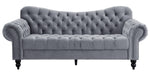 Rosalie Dark Gray Velvet Fabric Button Tufted Sofa