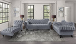 Rosalie Dark Gray Velvet Fabric Button Tufted Sofa