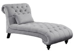 Rosalie Light Gray Velvet Fabric Button Tufted Chaise