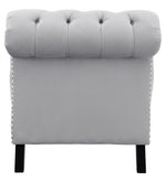 Rosalie Light Gray Velvet Fabric Button Tufted Chaise