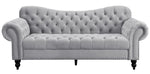 Rosalie Light Gray Velvet Fabric Button Tufted Sofa