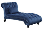 Rosalie Navy Blue Velvet Fabric Button Tufted Chaise