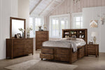 Rosalinda Natural Wood Cal King Bed with Bookcase Headboard