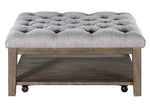 Roseboro Gray Fabric/Wire-Brushed Dark Gray Ottoman