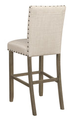 Tao 2 Beige Fabric/Rustic Brown Wood Bar Stools