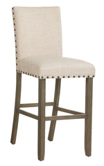 Tao 2 Beige Fabric/Rustic Brown Wood Bar Stools