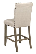 Tao 2 Beige Fabric/Rustic Brown Wood Counter Height Chairs