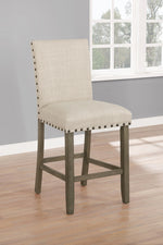 Tao 2 Beige Fabric/Rustic Brown Wood Counter Height Chairs