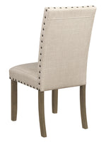 Tao 2 Beige Fabric/Rustic Brown Wood Side Chairs